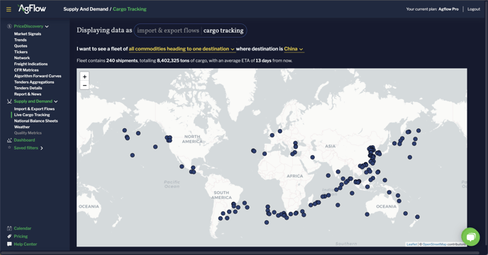 Live Cargo Tracking - All commodities heading to China